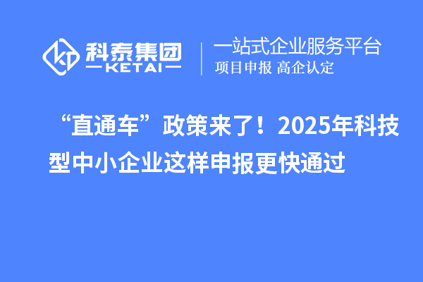 “直通车”政策来了！2025年科技型中小企业这样申报更快通过