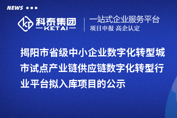 揭阳市省级中小企业数字化转型城市试点产业链供应链数字化转型行业平台拟入库项目的公示