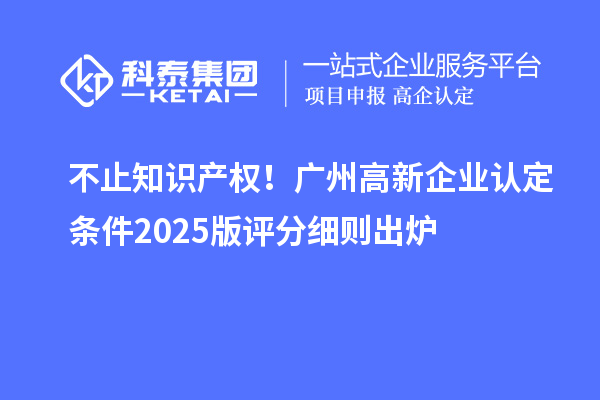 不止知识产权！广州高新企业认定条件2025版评分细则出炉