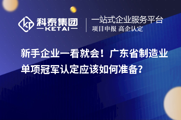 新手企业一看就会！广东省制造业单项冠军认定应该如何准备？