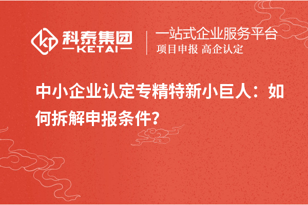中小企业认定专精特新小巨人：如何拆解申报条件？