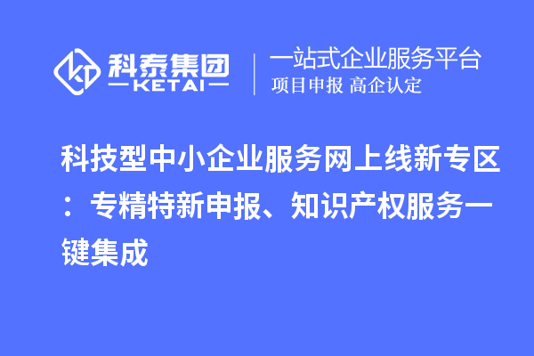 科技型中小企业服务网上线新专区：专精特新申报、知识产权服务一键集成
