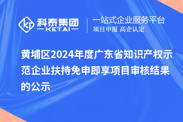 黄埔区2024年度广东省知识产权示范企业扶持免申即享项目审核结果的公示