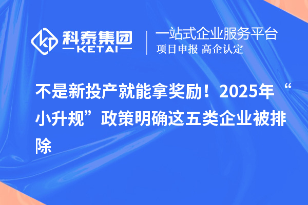 不是新投产就能拿奖励！2025年“小升规”政策明确这五类企业被排除