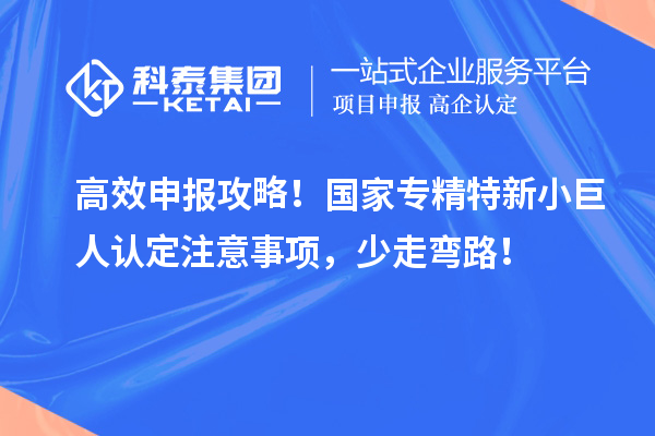 高效申报攻略！国家专精特新小巨人认定注意事项，少走弯路！