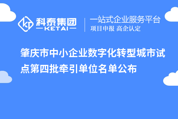 肇庆市中小企业数字化转型城市试点第四批牵引单位名单公布