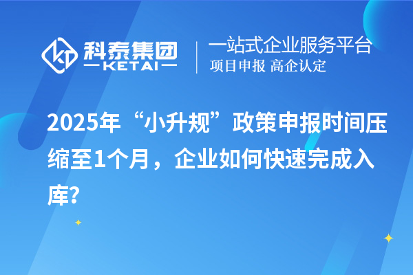 2025年“小升规”政策申报时间压缩至1个月，企业如何快速完成入库？