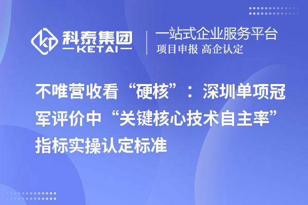 不唯营收看“硬核”：深圳单项冠军评价中“关键核心技术自主率”指标实操认定标准