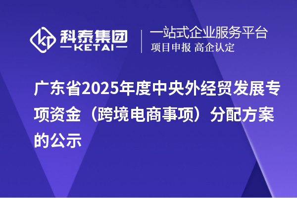 广东省2025年度中央外经贸发展专项资金(跨境电商事项)分配方案的公示