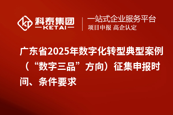 广东省2025年数字化转型典型案例（“数字三品”方向）征集申报时间、条件要求