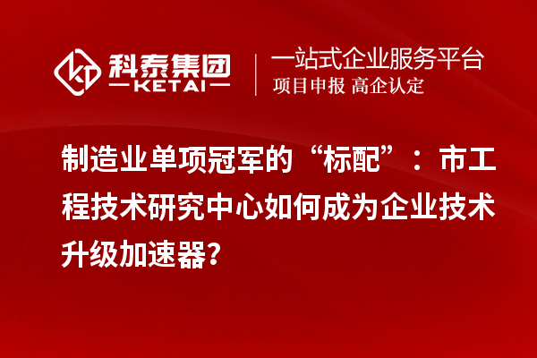 制造业单项冠军的“标配”：市工程技术研究中心如何成为企业技术升级加速器？