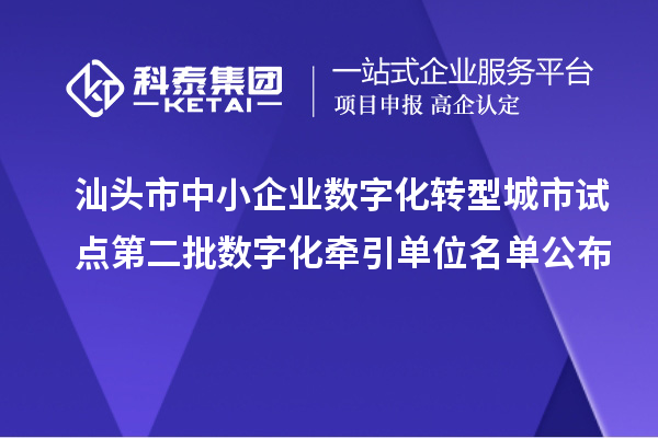 汕头市中小企业数字化转型城市试点第二批数字化牵引单位名单公布
