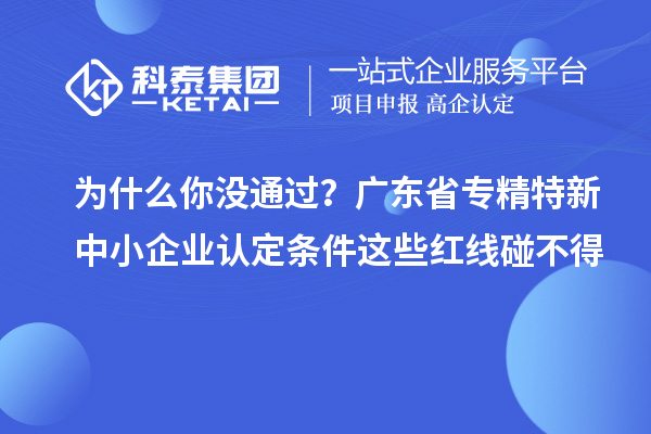 为什么你没通过？广东省专精特新中小企业认定条件这些红线碰不得