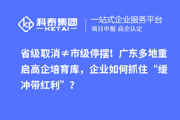 省级取消≠市级停摆！广东多地重启高企培育库，企业如何抓住“缓冲带红利”？