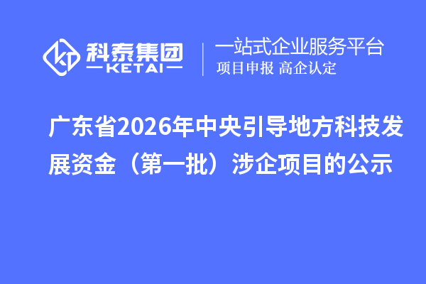 广东省2026年中央引导地方科技发展资金(第一批)涉企项目的公示