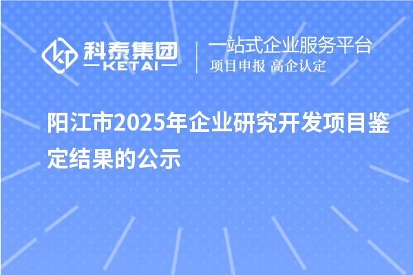 阳江市2025年企业研究开发项目鉴定结果的公示
