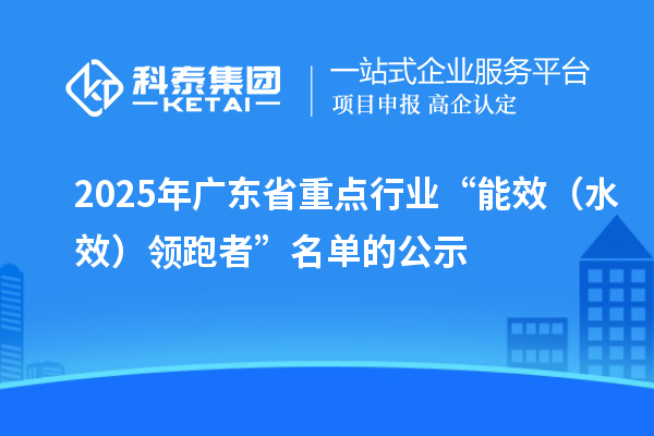 2025年广东省重点行业“能效(水效)领跑者”名单的公示