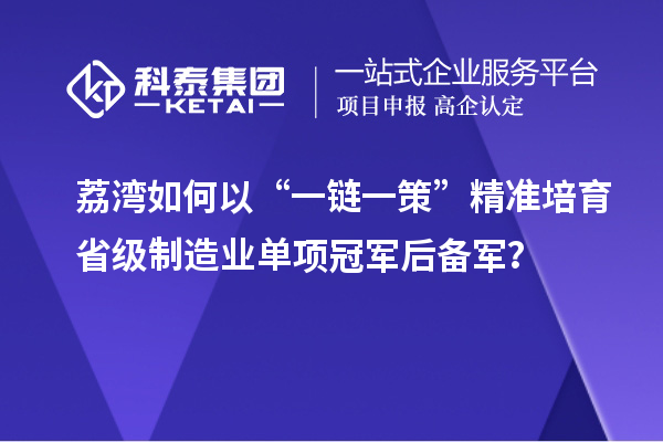 荔湾如何以“一链一策”精准培育省级制造业单项冠军后备军？