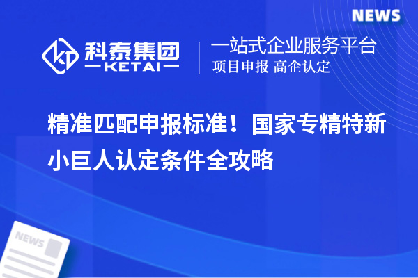 精准匹配申报标准！国家专精特新小巨人认定条件全攻略