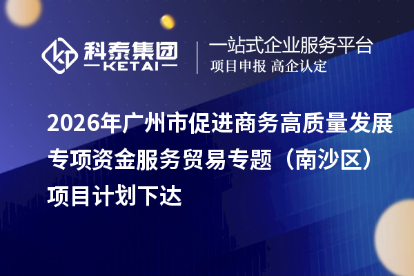 2026年广州市促进商务高质量发展专项资金服务贸易专题（南沙区）项目计划下达