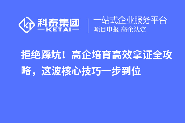 拒绝踩坑！高企培育高效拿证全攻略，这波核心技巧一步到位