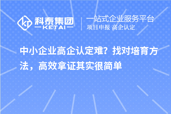 中小企业高企认定难？找对培育方法，高效拿证其实很简单