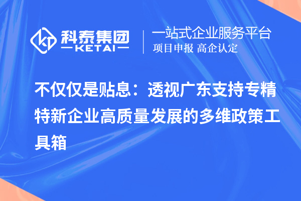 不仅仅是贴息：透视广东支持专精特新企业高质量发展的多维政策工具箱