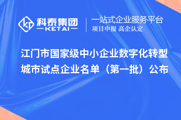 江门市国家级中小企业数字化转型城市试点企业名单（第一批）公布