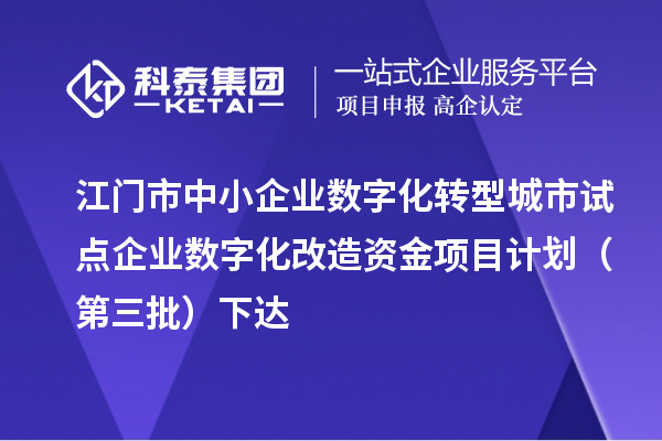 江门市中小企业数字化转型城市试点企业数字化改造资金项目计划（第三批）下达