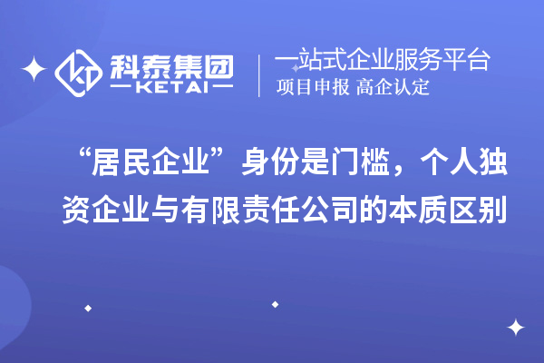 “居民企业”身份是门槛，个人独资企业与有限责任公司的本质区别