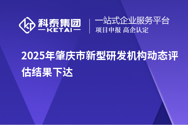 2025年肇庆市新型研发机构动态评估结果下达