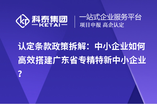 认定条款政策拆解：中小企业如何高效搭建广东省专精特新中小企业？