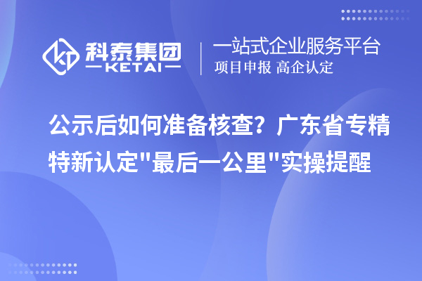 公示后如何准备核查？广东省专精特新认定最后一公里实操提醒