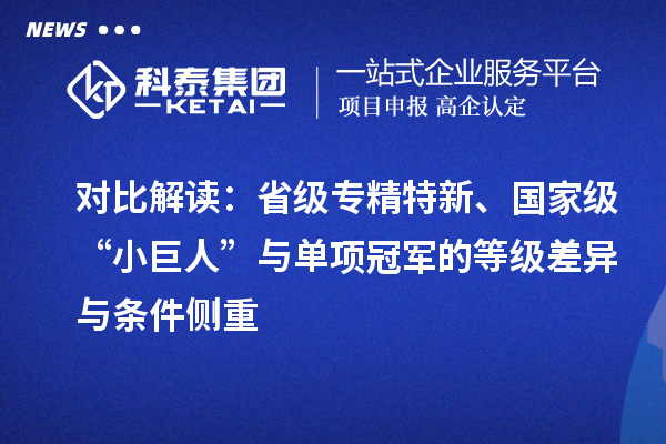 对比解读：省级专精特新、国家级“小巨人”与单项冠军的等级差异与条件侧重