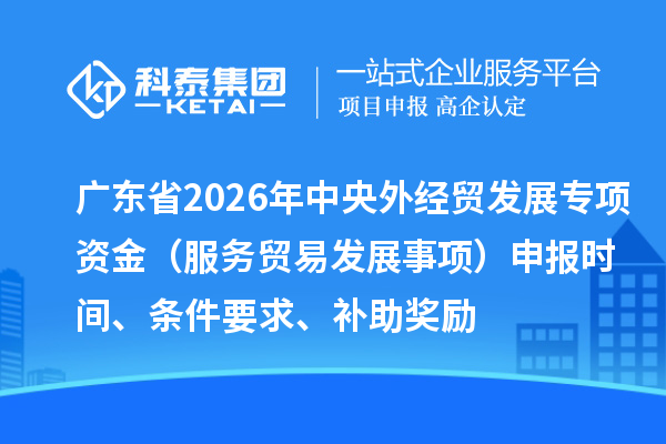 广东省2026年中央外经贸发展专项资金（服务贸易发展事项）申报时间、条件要求、补助奖励