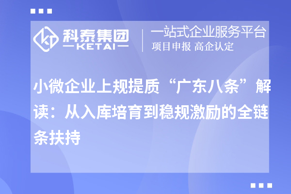 小微企业上规提质“广东八条”解读:从入库培育到稳规激励的全链条扶持