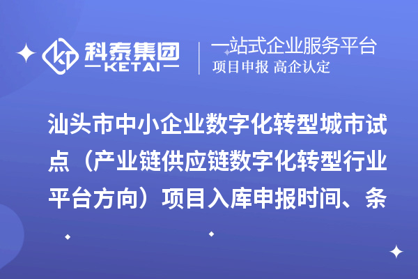 汕头市省级中小企业数字化转型城市试点专项资金（产业链供应链数字化转型行业平台方向）项目入库申报时间、条件要求、补助奖励