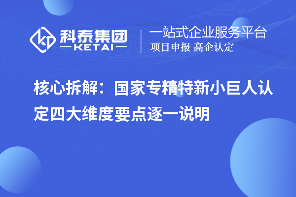核心拆解:国家专精特新小巨人认定四大维度要点逐一说明