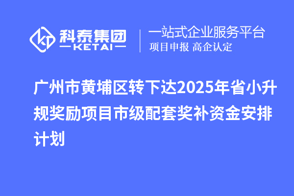 广州市黄埔区转下达2025年省小升规奖励项目市级配套奖补资金安排计划