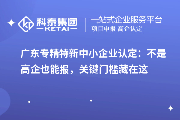 广东专精特新中小企业认定：不是高企也能报，关键门槛藏在这