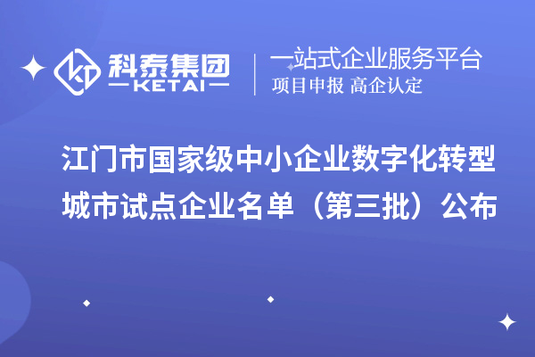 江门市国家级中小企业数字化转型城市试点企业名单（第三批）公布