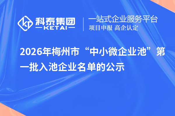 2026年梅州市“中小微企业池”第一批入池企业名单的公示