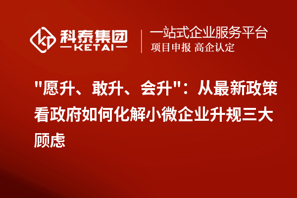 愿升、敢升、会升：从最新政策看政府如何化解小微企业升规三大顾虑