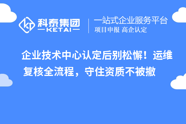 企业技术中心认定后别松懈！运维+复核全流程，守住资质不被撤