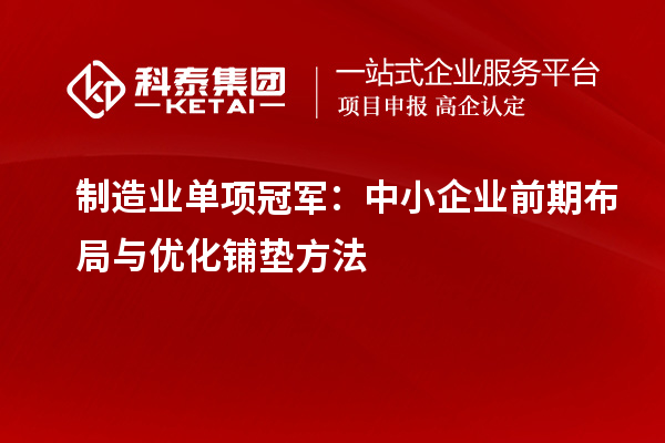  制造业单项冠军：中小企业前期布局与优化铺垫方法