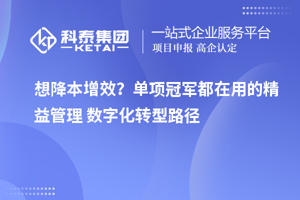  想降本增效？单项冠军都在用的精益管理+数字化转型路径