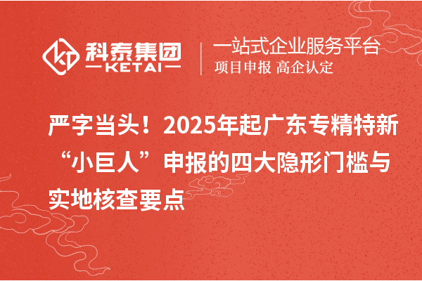 严字当头！2025年起广东专精特新“小巨人”申报的四大隐形门槛与实地核查要点