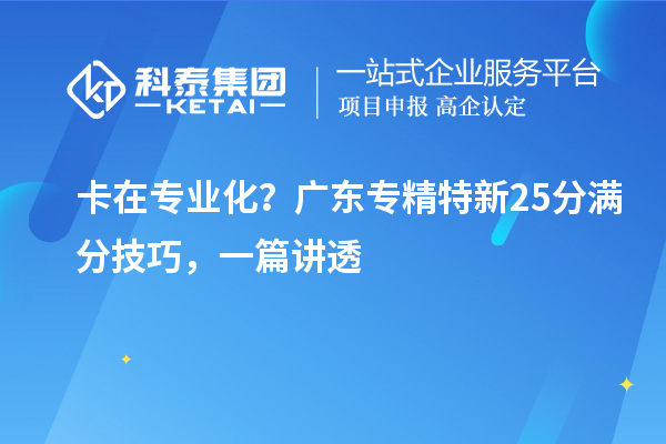 卡在专业化？广东专精特新25分满分技巧，一篇讲透