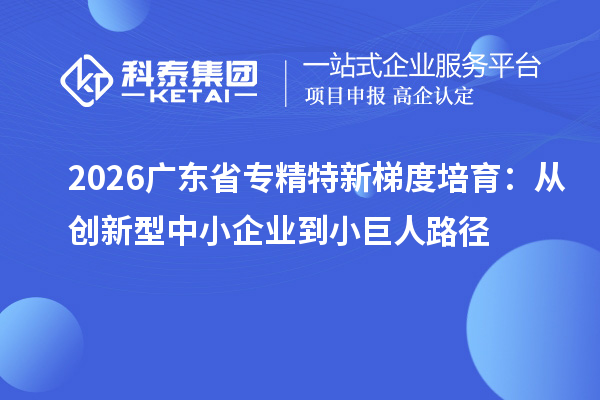 2026广东省专精特新梯度培育:从创新型中小企业到小巨人路径