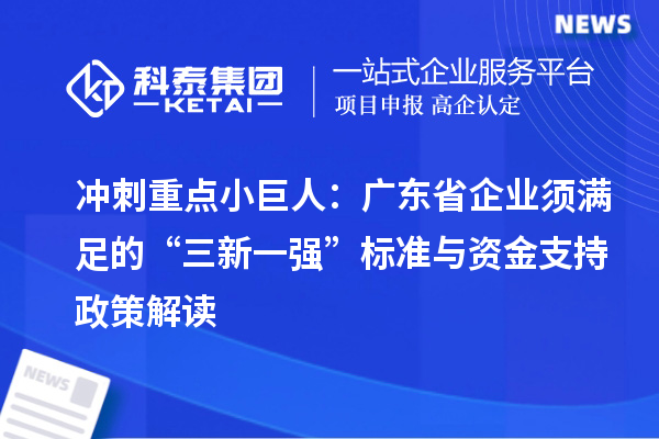 冲刺重点小巨人:广东省企业须满足的“三新一强”标准与资金支持政策解读